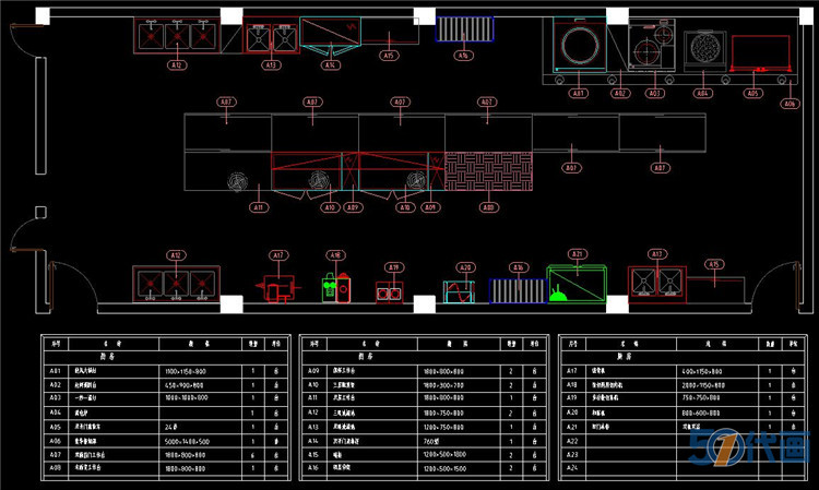 T224餐厅厨房商用设备平面布置图酒店食堂后厨设计CAD施工...-7