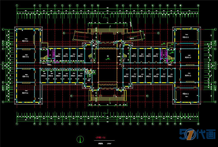 T193大学建筑CAD施工图纸学校综合楼校园教学楼平面图设计...-11