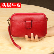The first layer of cowhide clutch female 2021 new European and American leather large-capacity oblique cross coin purse shell bag clutch bag