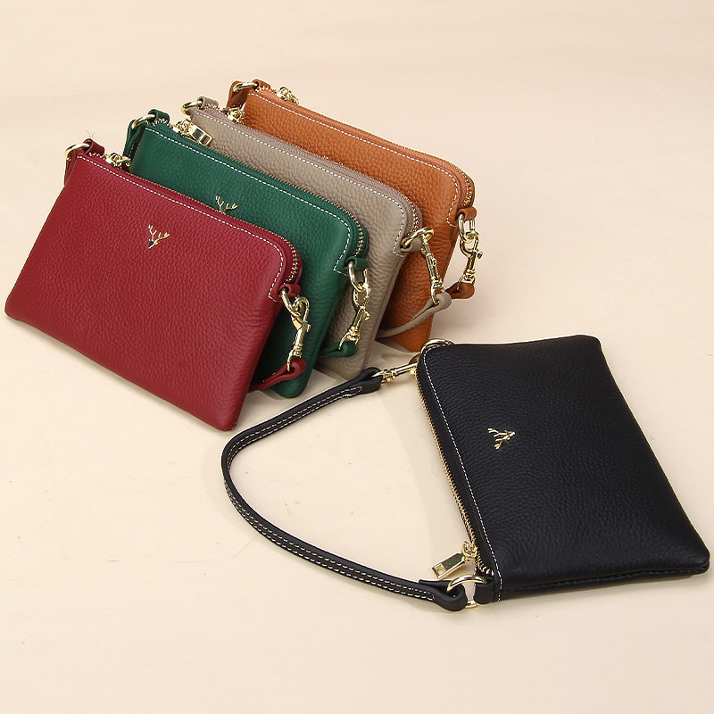 Clutch bag womens real leather 2021 new womens hand bag texture wild soft leather hand bag shoulder messenger small bag