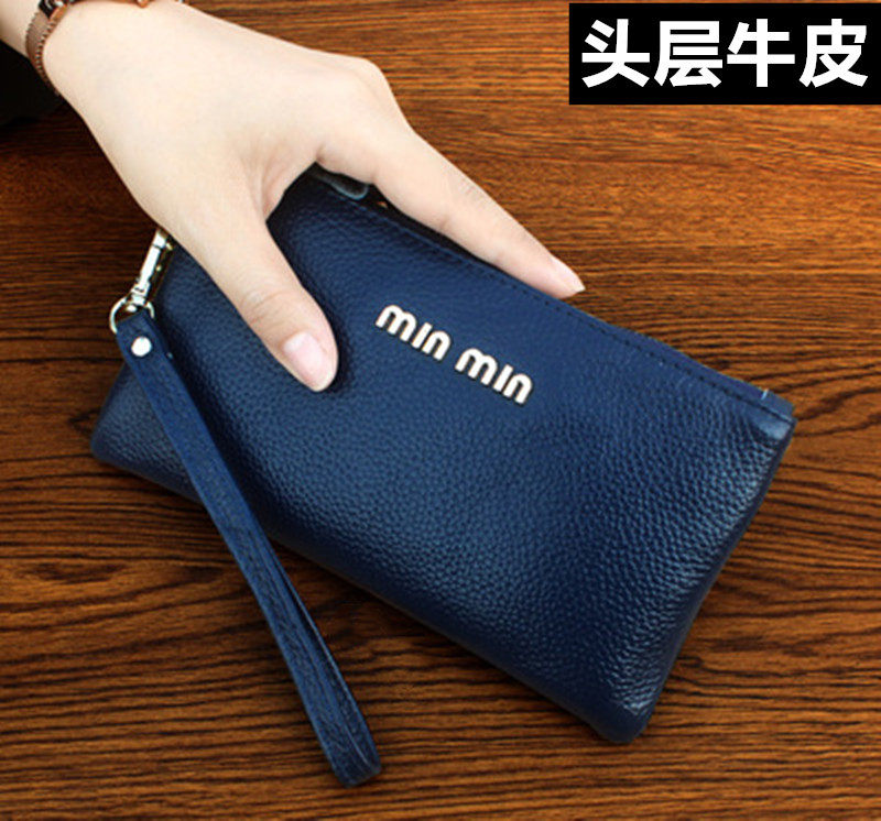 First layer cowhide clutch bag women 2020 Europe and the United States new clutch bag leather small handbag women soft leather mobile phone coin purse