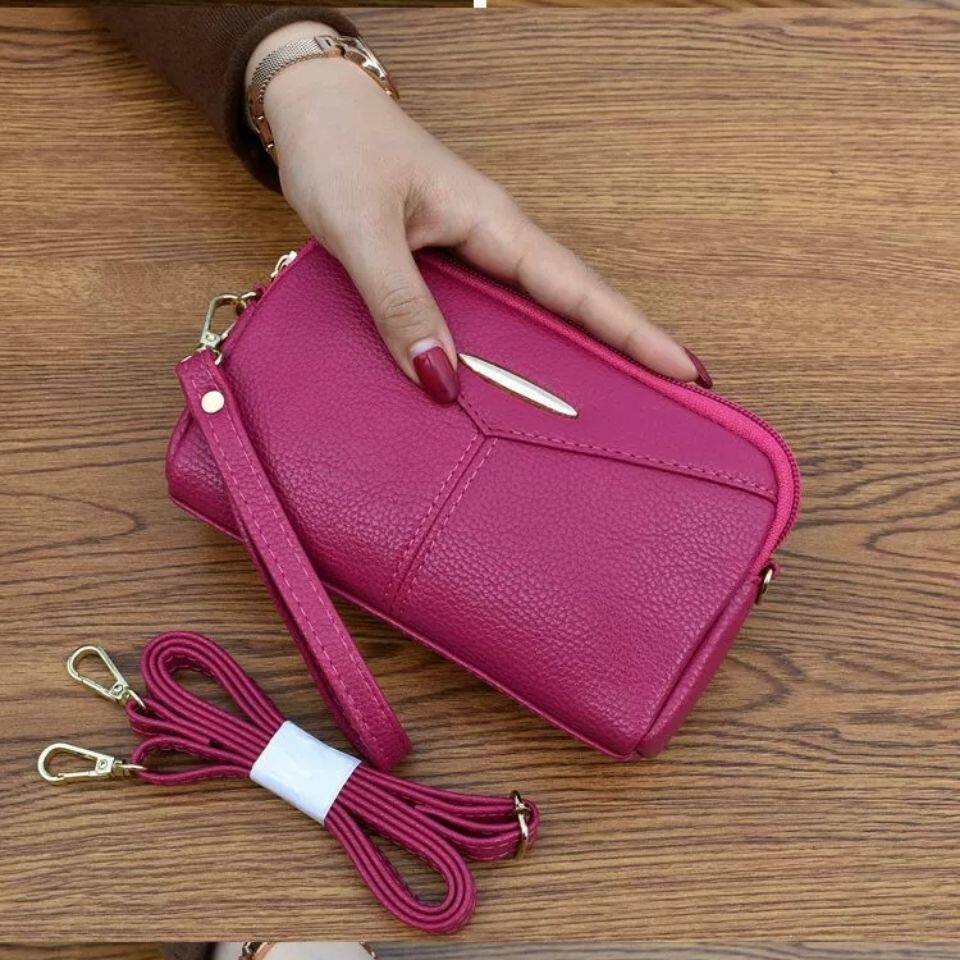 Bag women 2022 summer new soft leather ladies clutch Korean version one shoulder messenger bag simple shell coin purse