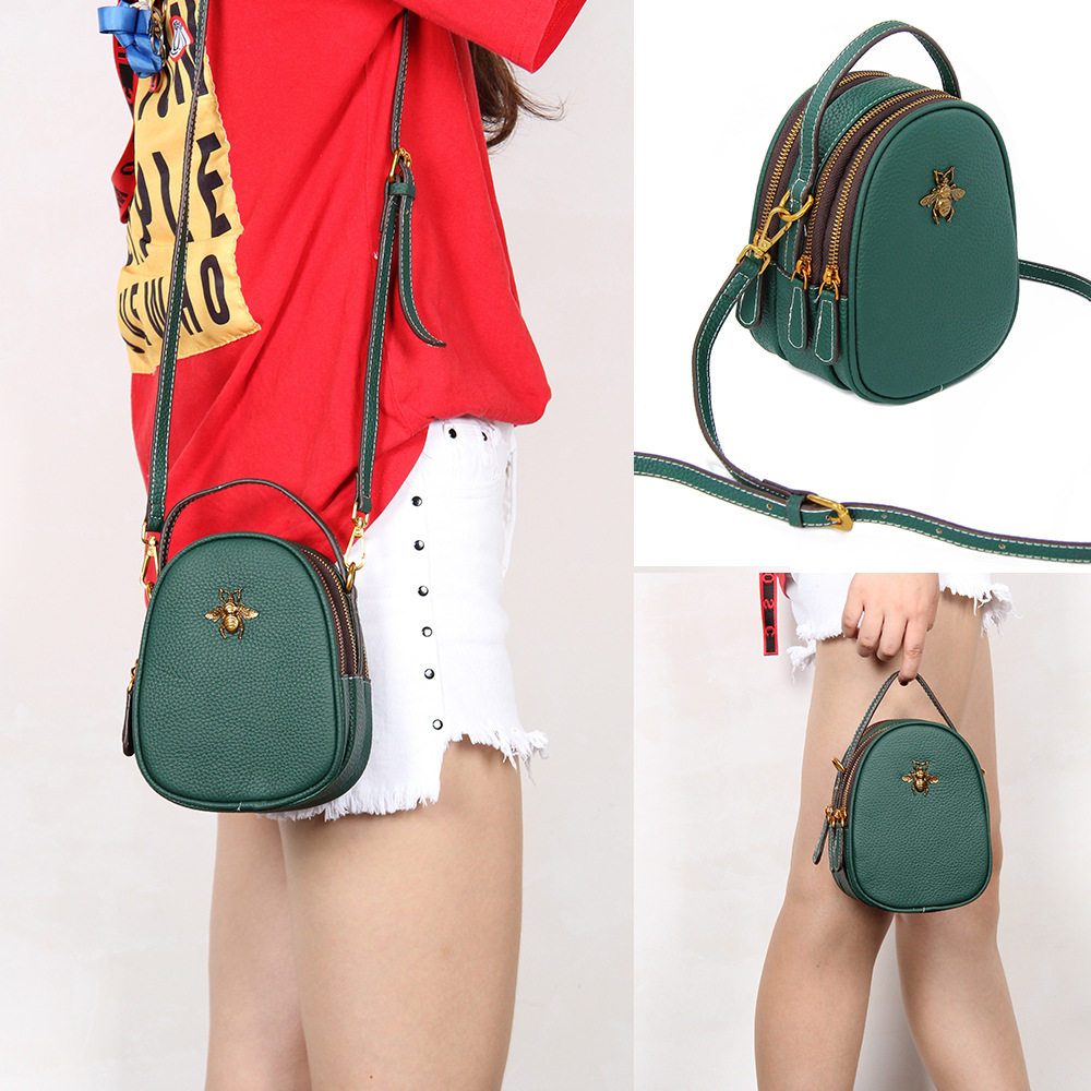 Head Layer Bull Leather Skew Satchel 2022 New Genuine Leather Women Bag Korean version Single shoulder Mini small square bag handbag handbag