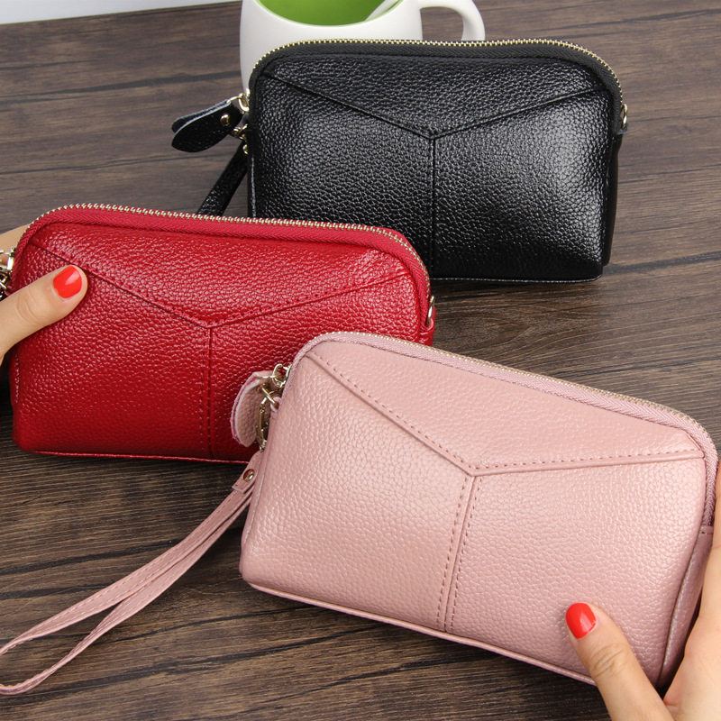 Handbag women's leather 2022 new Korean version of the simple large-capacity leather coin purse women's clutch bag mobile phone bag tide