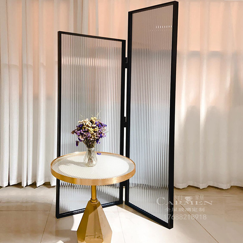 Simple modern folding screen living room Changhong art glass new Chinese style porch office bedroom partition customization