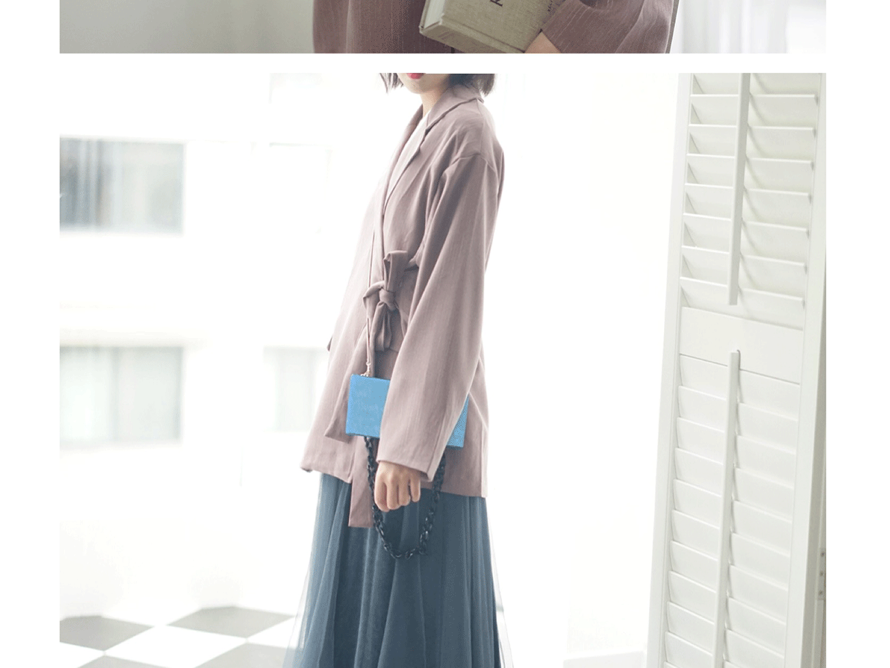 Lục giác và vẹm 藕 bộ đồ giản dị màu tím sọc bên quai nhỏ các kiểu áo sơ mi họa nữ đẹp
