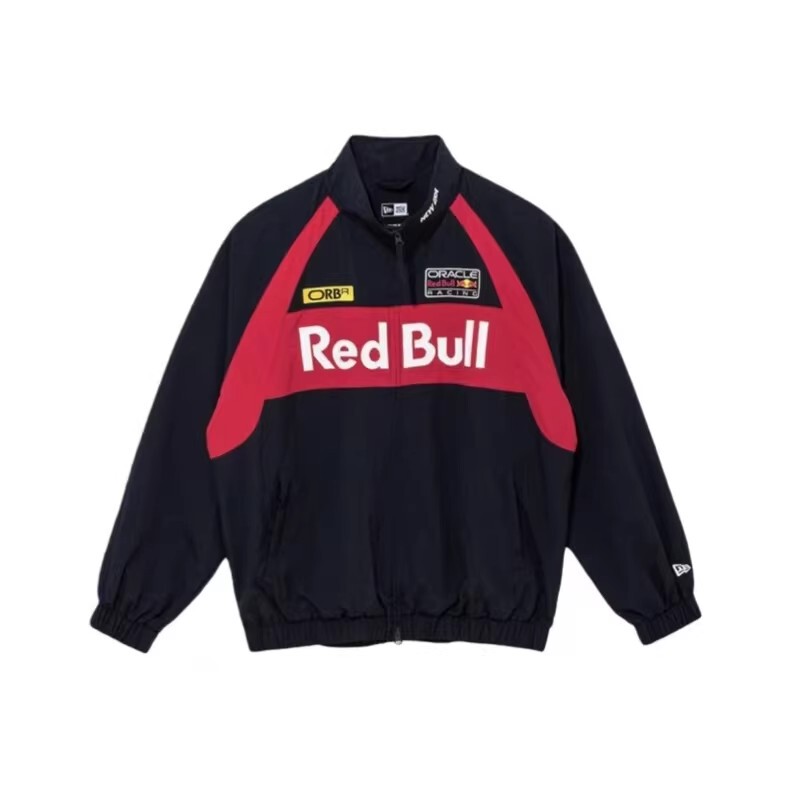 Red Bull X New Era Red Bull Collaboration, Same Style as Lu Han, Unisex Color-Blocked Stand-Up Collar Jacket Cardigan
