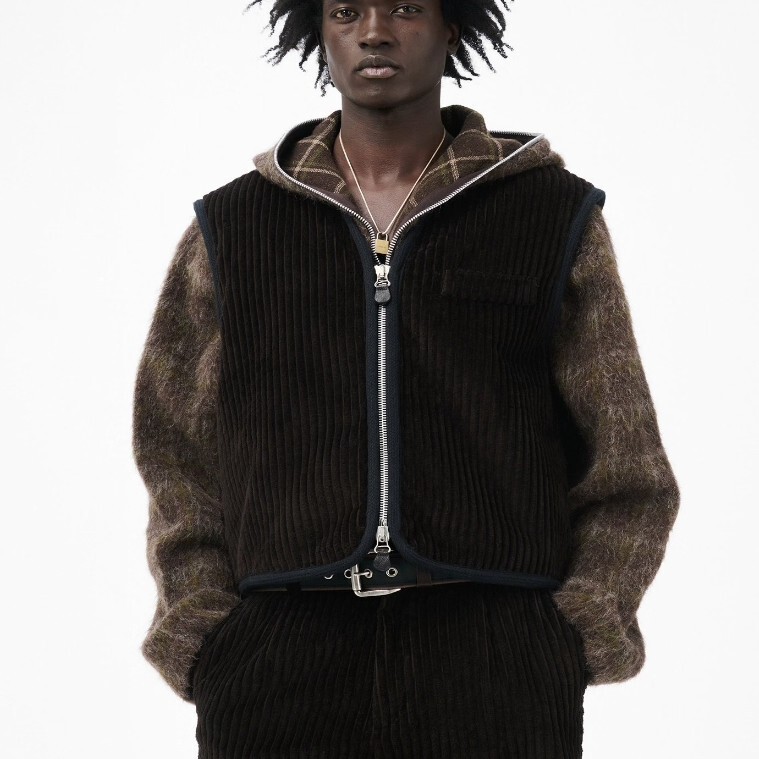 Our Legacy Fan Chengcheng Style Striped Corduroy Zip-Up Vest Jacket Unisex Versatile Casual Vest