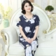 Bà mẹ trung niên mùa hè hai mảnh vải cotton lụa cotton lụa pyjama mỏng mặc trang phục phục vụ tại nhà rayon cỡ lớn - Cha mẹ và con