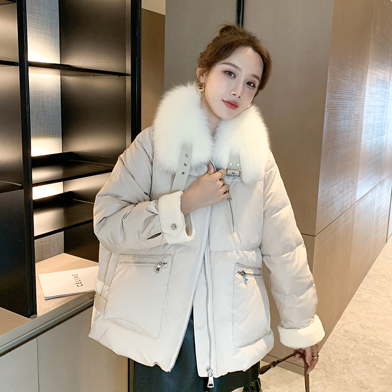 2021 new fox fur collar lamb fur one-piece splicing down the down clothes woman short European station little sub Y17