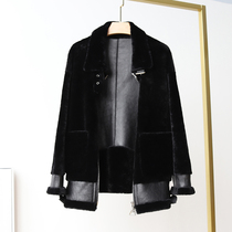 Special winter new leather sheepskin fur one women's long sheep sheared motorcycle fur coat 20110