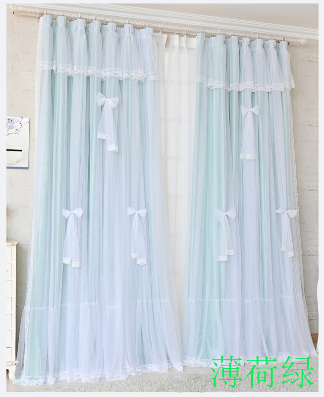 Big Princess Wind Rèm Girl Bow Rèm Bay Window Phòng ngủ Tùy chỉnh rèm phòng cưới - Phụ kiện rèm cửa khung rèm cửa 2 lớp