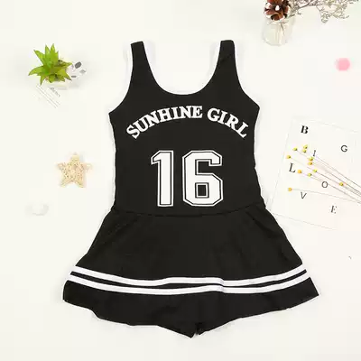 Children's swimsuit girl princess skirt Korean fashion letter print conservative sunscreen comfortable one-piece student swimwear