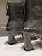 5/7cm two high heels, niche fashion side brushed design genuine leather thick heel short boots, metal pointed fashion boots for women