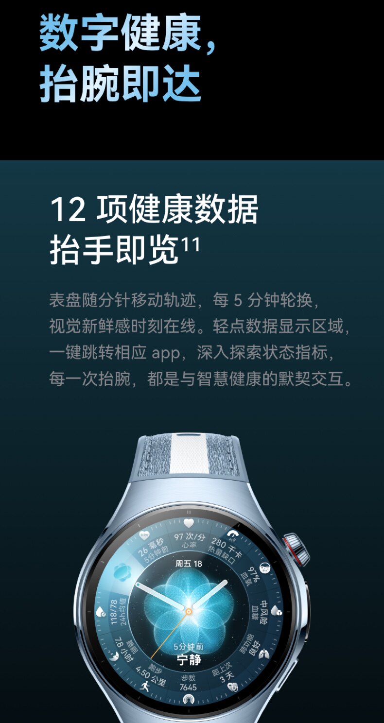 HUAWEI WATCH 十周年款华为手表智能手表X-TAP智感窗一键微体检腕上小艺手势操控esim通信插图6
