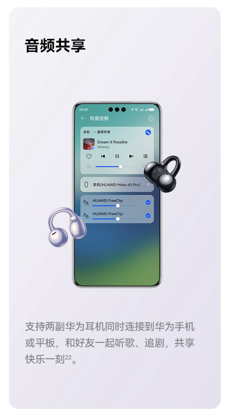 【宸音双11】HUAWEI/华为FreeClip 2 耳夹耳机开放式蓝牙无线耳机全新C型桥插图24