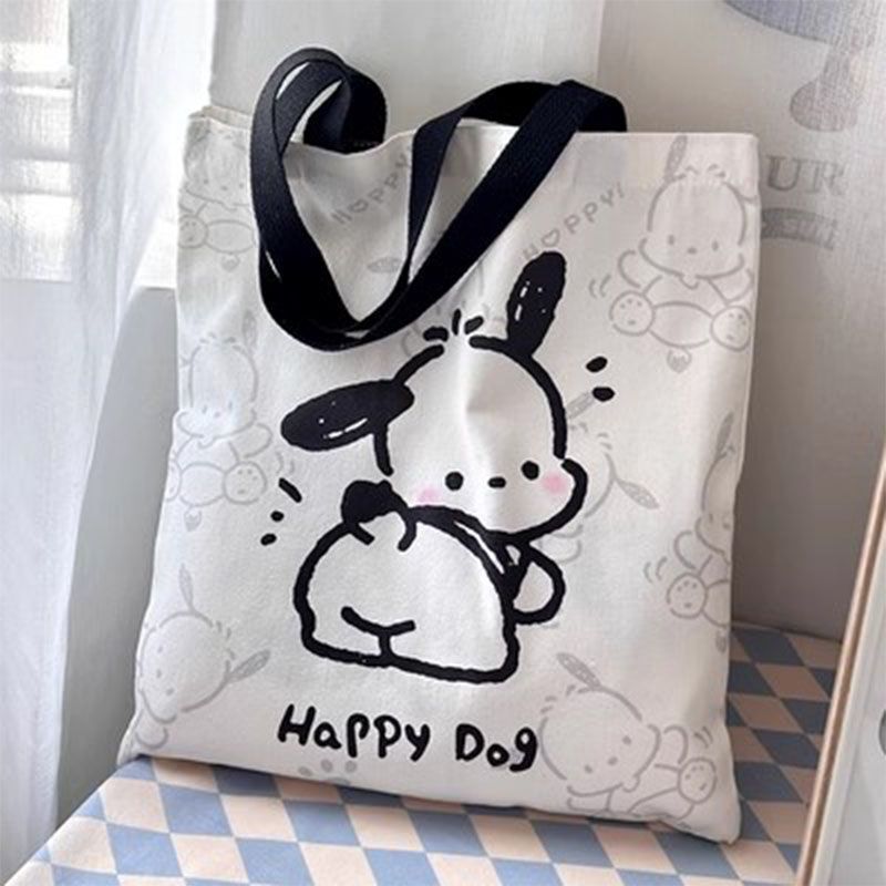 Cartoon Student Canvas Bag Can Hold Books for Class, Niche Back-To-School Season Shoulder Bag for Women, Large Capacity, Versatile Tote Bag