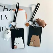 Access control card set keychain integrated cute animation bus meal card protective cover keychain student certificate silicone School