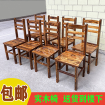 Solid Wood back chair commercial hot pot restaurant dining chair farmhouse stall wooden chair restaurant noodle restaurant table and chair