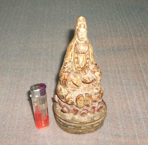 Old wood carving Buddha statues antique nostalgic wood art miscellaneous antique old objects furnishings collections