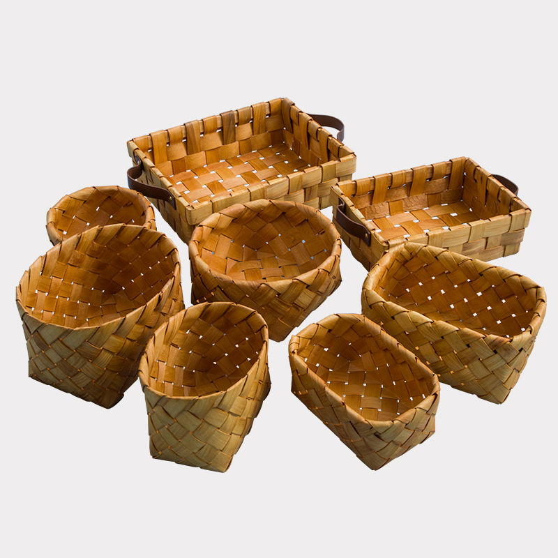 Handmade Wooden Sheet Storage Basket Bread Basket Fruit Vegetable Basket Creative Vine Storage Basket Breakfast Storage