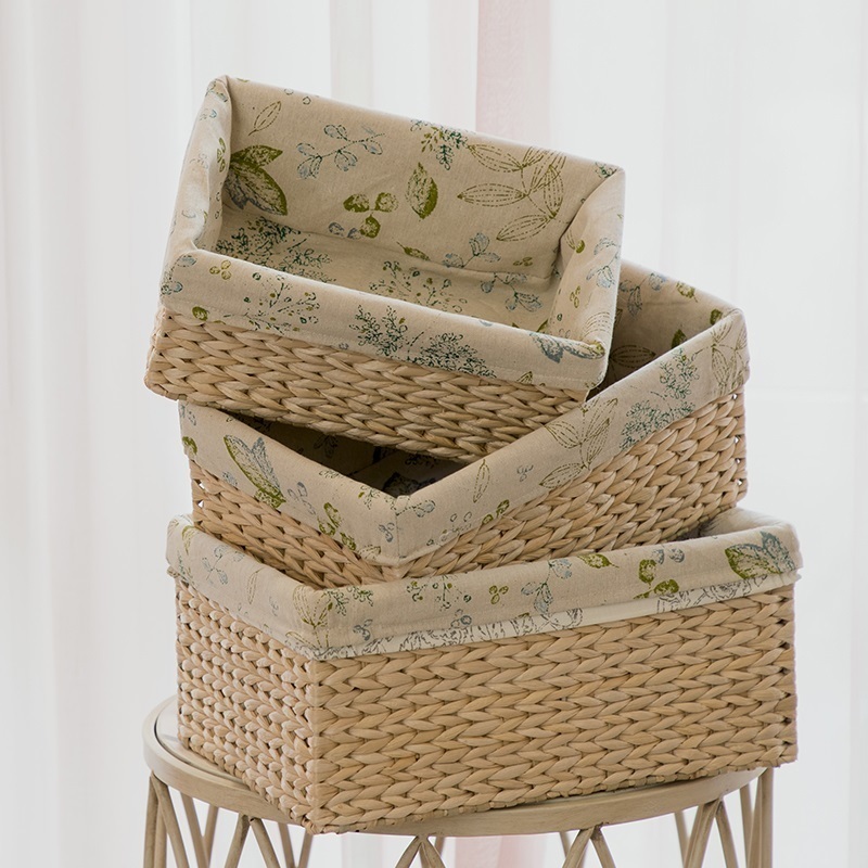 Cosmetics mask decoration rattan straw desktop finishing basket storage box small dirty laundry sundries storage basket fabric