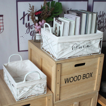 Storage basket Wrought iron desktop snack sundries storage basket Cosmetics storage finishing Nordic ins Wrought iron storage basket