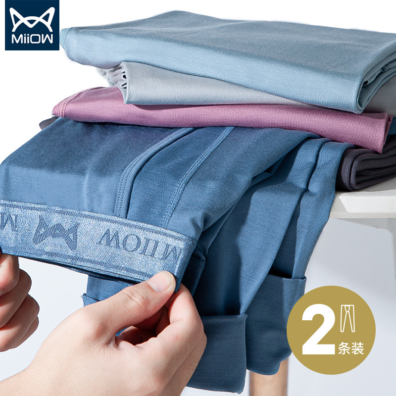 Catman Hygiene Pants Men's Warm Pants Modal Thin Single Piece Bottoming Trend Slim Spring Autumn Winter Underpants Cotton Pants