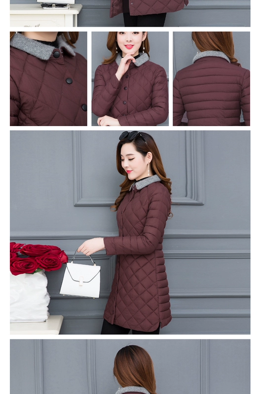 Quần áo cotton chống mùa nữ 2018 mới áo khoác cotton nhẹ nữ dài Phần mỏng phiên bản Hàn Quốc của áo khoác cotton mùa đông cỡ lớn áo phao burberry nữ chính hãng