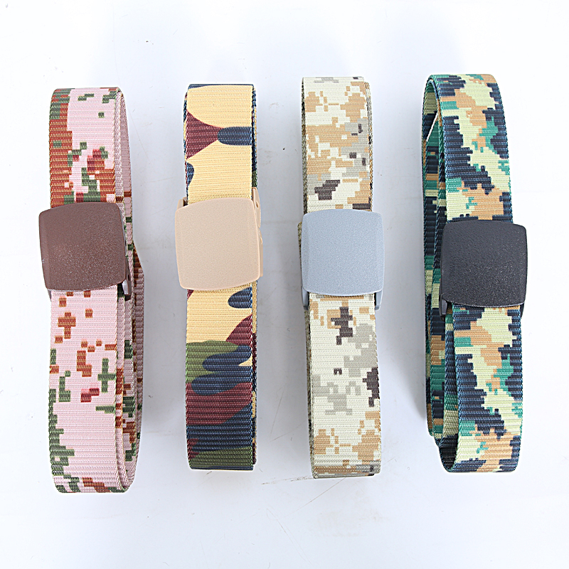 New time knitted with seven colorful belts Canvas Casual Anti-Allergy Outdoor 100 Hitch Male National Wind Camouflak Pants Strap