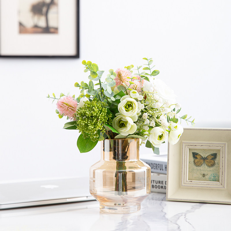 Rose simulation flower suite living room dining room fresh fake flower silk flower set sample room to negotiate table flower layout