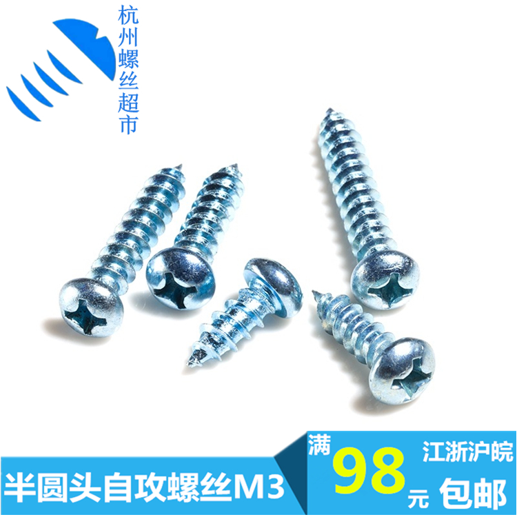Galvanized GB845 cross slot disc head self-tapping screws PA semicircle head self tapping screw disc head tip tail screws M3