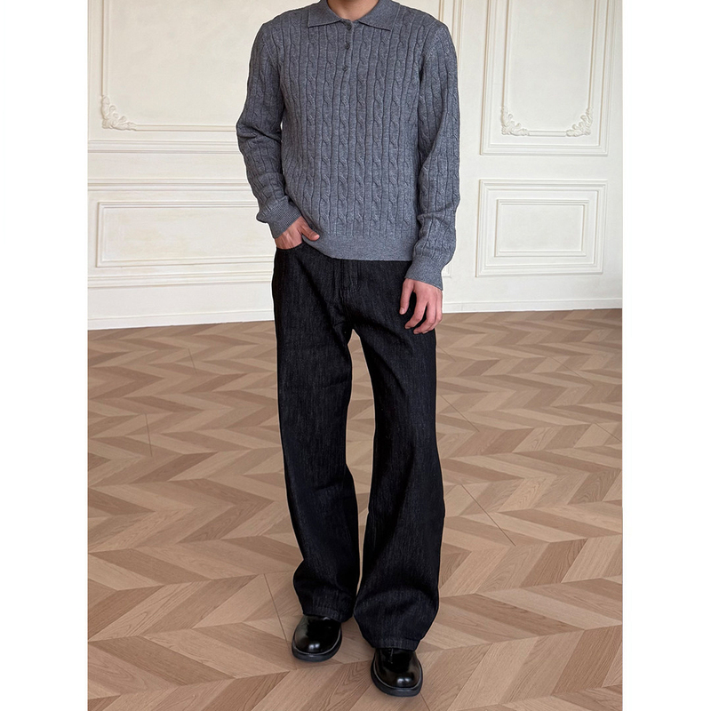 Allfit "2021M" Original Black Jeans, Non-Fading, Loose Straight-Leg, Slightly Flared, Versatile Jeans for Men