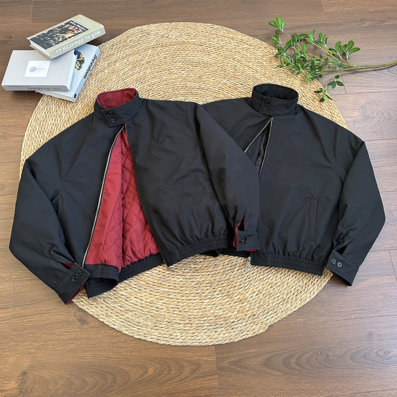 Allfit Harrington Three-Proof Cotton Jacket Cleanfit Short Wide Stand Collar Color-Block Double Zipper Jacket for Men Allfit Harrington Three-Proof Cotton Jacket Cleanfit Short Wide Stand Collar Color-Block Double Zipper Jacket for Men