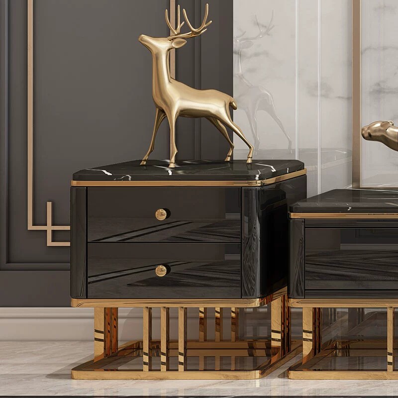 Modern light luxury style side corner table living room stainless steel small coffee table square corner cabinet simple TV cabinet side table