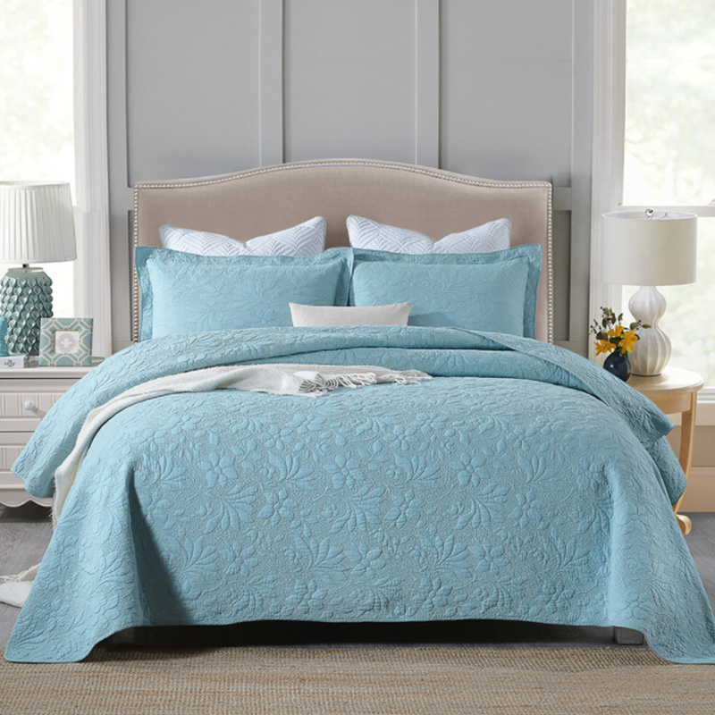 Foreign trade simple American cotton quilted quilt air conditioner quilt summer double European bed cover three-piece quilted bed plain color