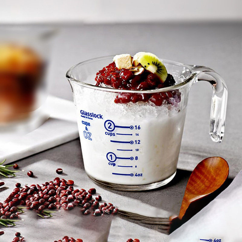 glasslock tempered glass milk measuring cup breakfast cup baking tool kitchen scale measurement water cup thickened