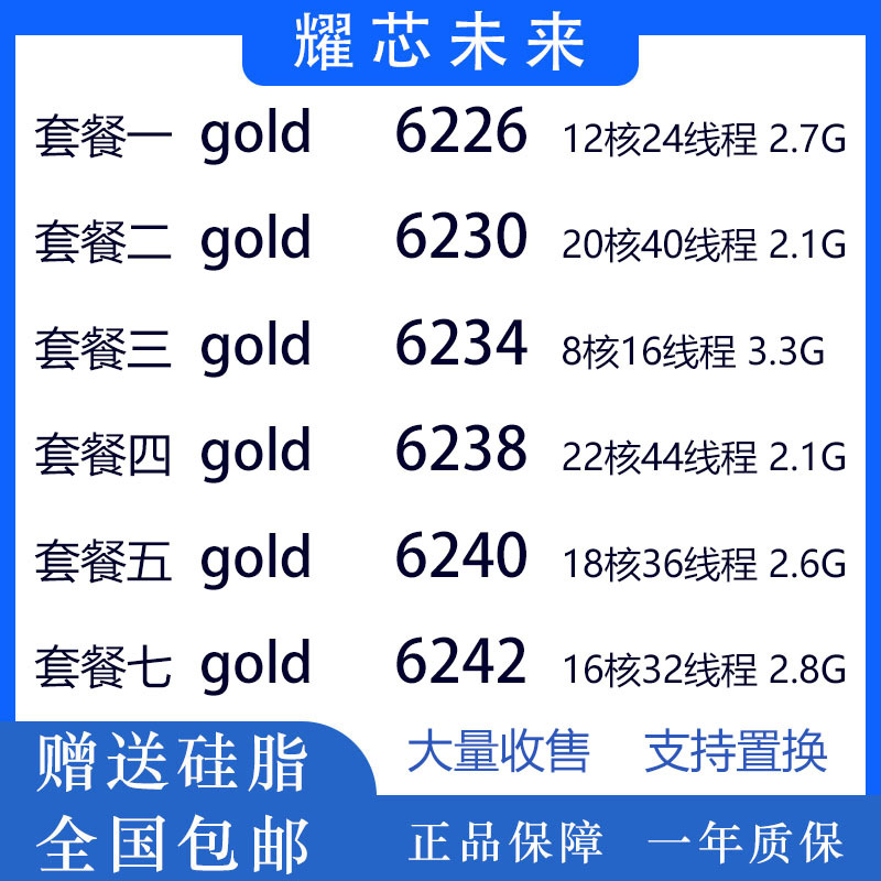 Intel Xeon Gold 6226 6230 6234 6238 6240 6242 Official Version Second Generation Cpu