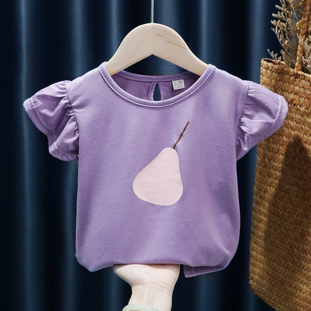 New Toddler Summer Clothing Children Pure Cotton Girl Short Sleeve T-shirt 2022 Foreign T-Shirt Infant Girl Little Girl Blouse