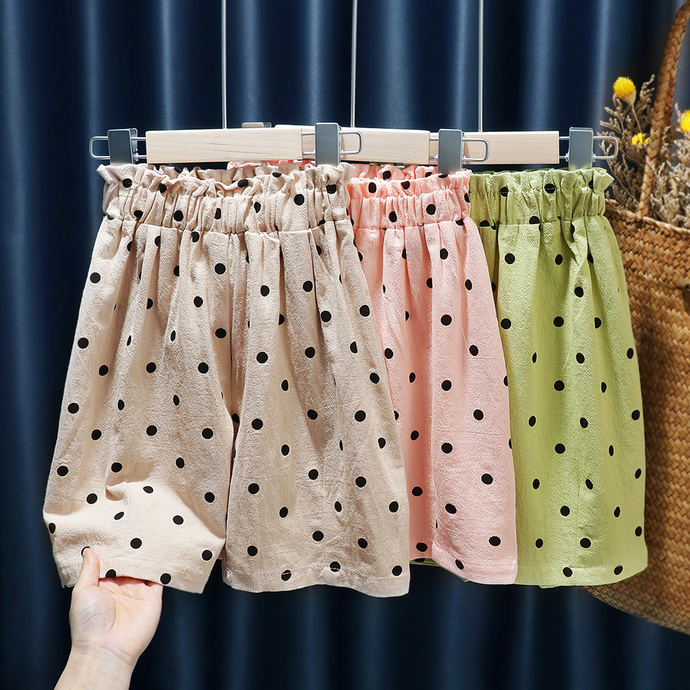 Girl's Seven Pants Summer Thin Korean version Children's Ocean Parktime Pants Baby Loose high waist Hallen pants new