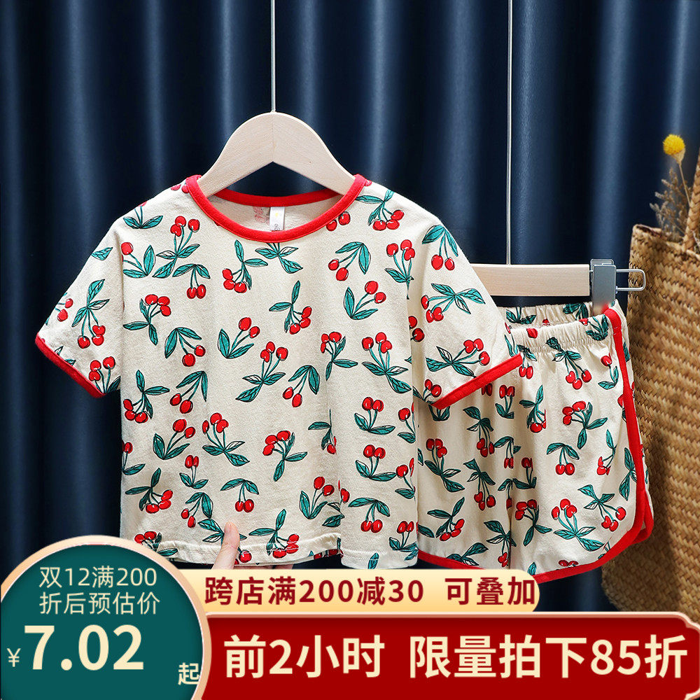 Girls' suit summer suit 2022 new Korean style foreign style children's summer girl baby short-sleeved fashion net red two-piece set
