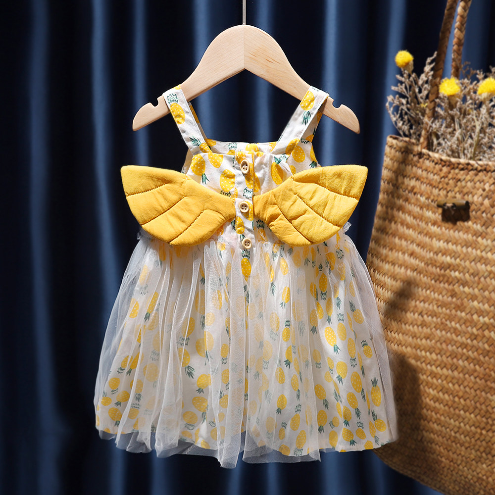 Girl baby suspender skirt summer new children's foreign style cartoon wings princess skirt little girl fashionable dress skirt
