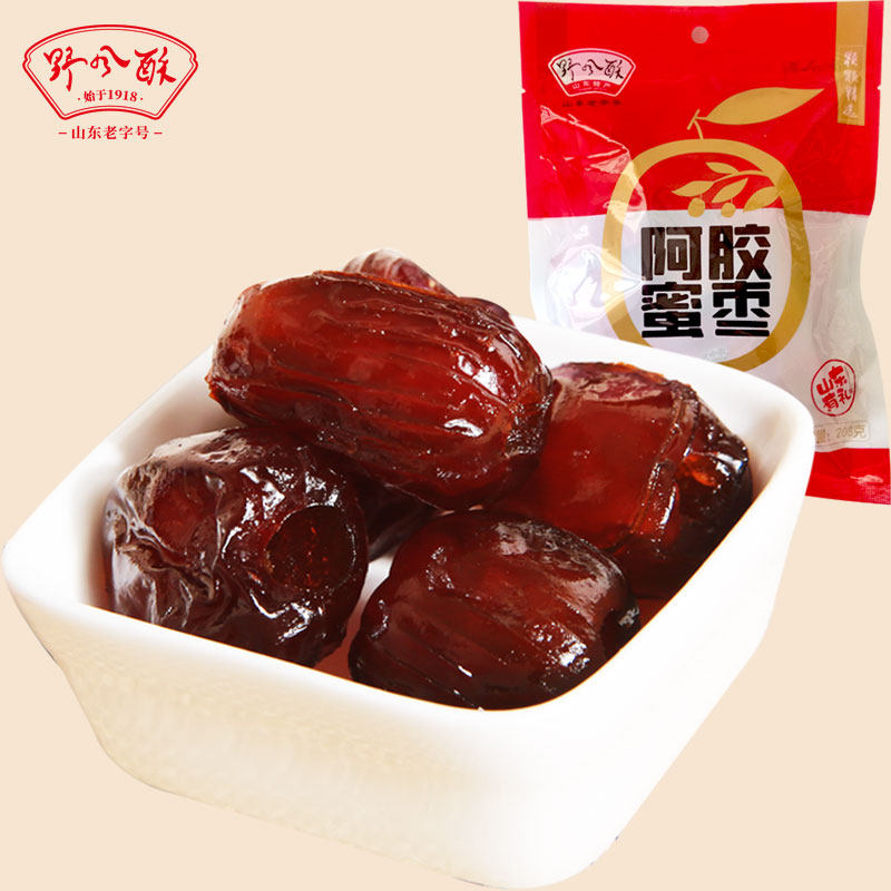 Wild Wind Ghee Shandong Jinan Special production Hide Gelatin Honey Date Gonao Date Non-nuclear separate small package Bagged Ready-to-eat Candied Fruit 208g