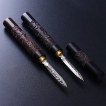 Damascus solid wood Puer tea knife Kung Fu tea road accessories Stainless steel tea needle open black tea cone dragon and phoenix auspicious