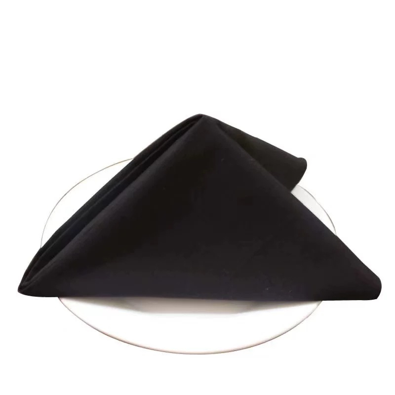 Pure Cotton Hotel Western Restaurant Black Napkin Cloth Folded Flower Solid Color Cup Wiping Cloth Table Mat Hotel Cup Wiping Cloth