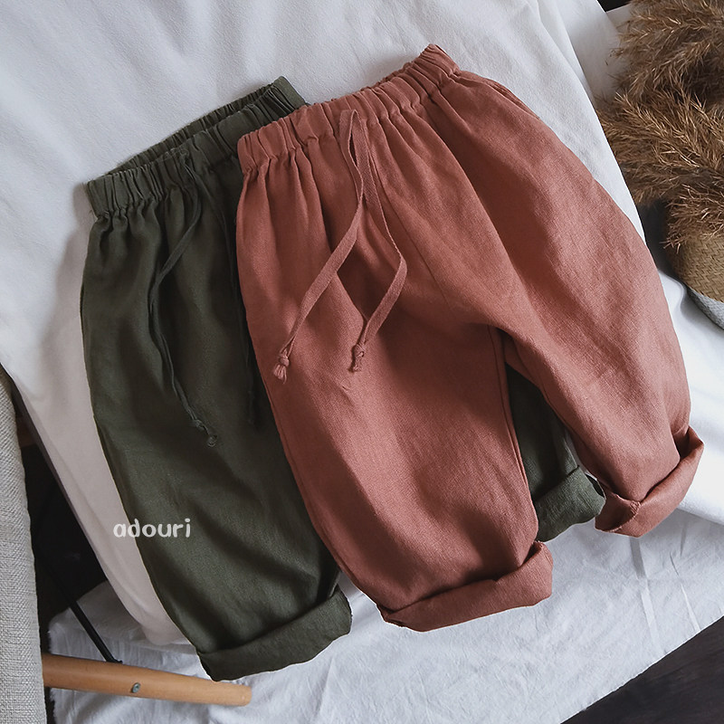 Quality Zen ~ Spring Autumn Children Linen Pants Tapered Casual Pants 100 Hitch Outside Wearing Kharenpants 2020 New