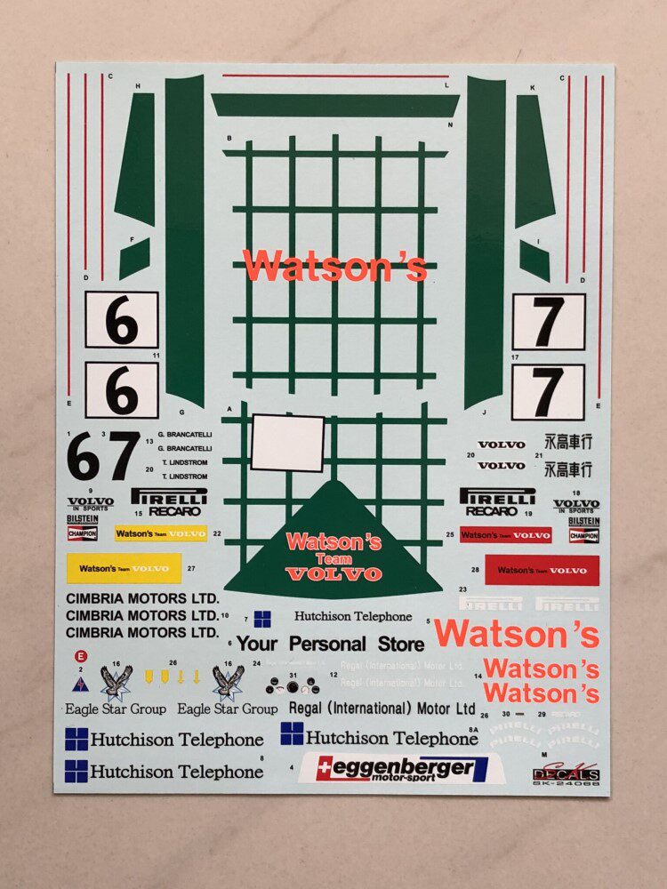 SK Decals Water sticker 1 24 Volvo 240 Turbo Macau Guia 85 SK24068 -Taob