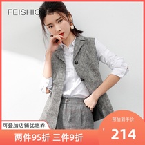 Cotton and hemp vest womens 2021 autumn new casual short suit horse clip fashion slim large size vest jacket