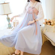 Hanfu womens improved Spring and Autumn fairy dress Chinese chiffon dress long loose size pregnant womens skirt