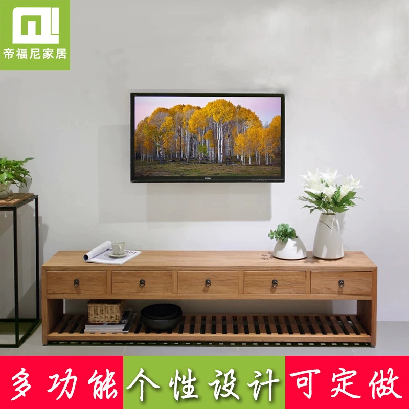 Nội thất bắc âu bàn cafe kết hợp gỗ nguyên khối Tủ tivi đơn giản hiện đại đa chức năng Tủ trang trí cao cấp - Buồng